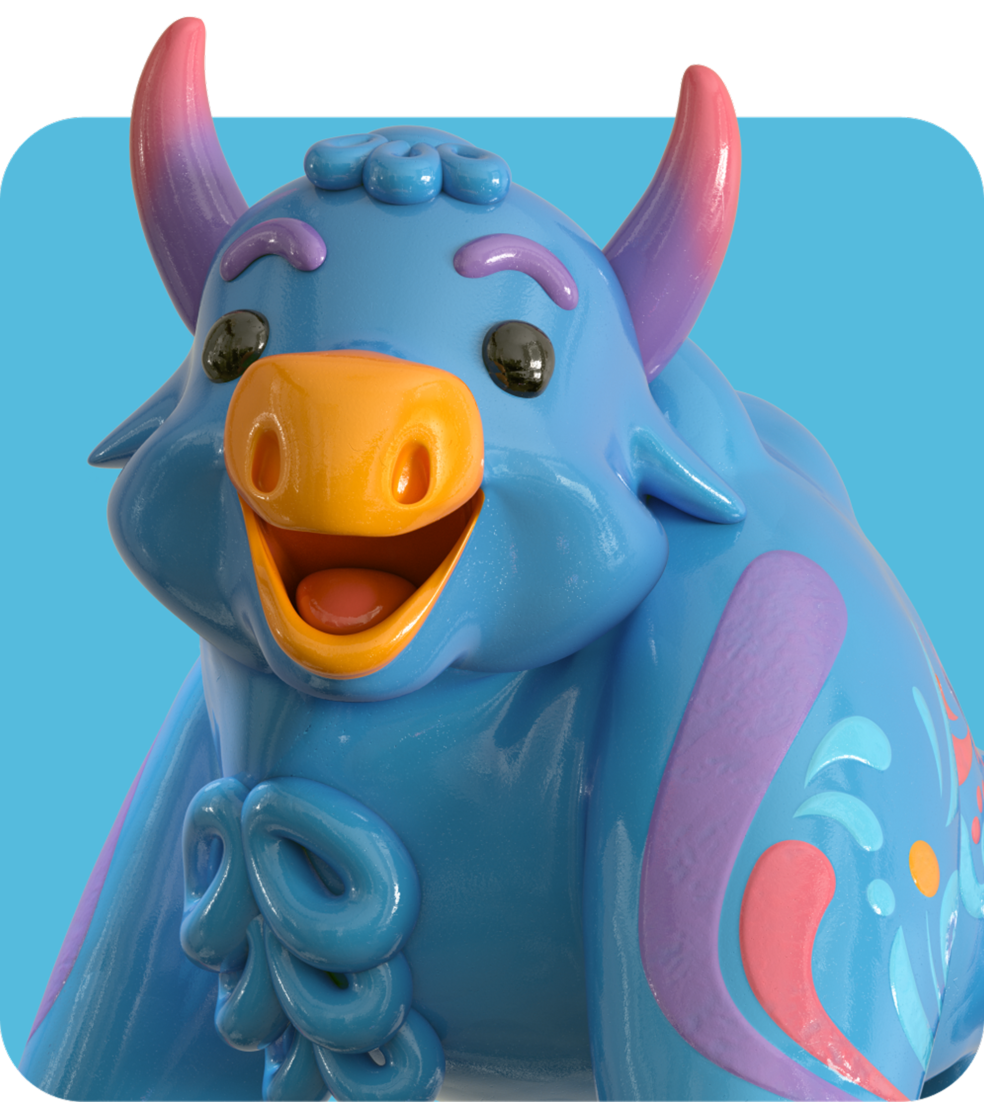 Torito sonriente que simboliza el soporte que otorga Pacífico Seguros a sus asegurados